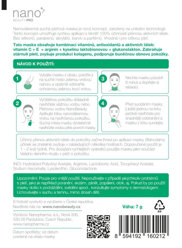 Anti-aging maska na krk nanoBeauty