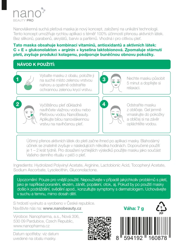 Anti-aging podočnicová maska Intensive nanoBeauty