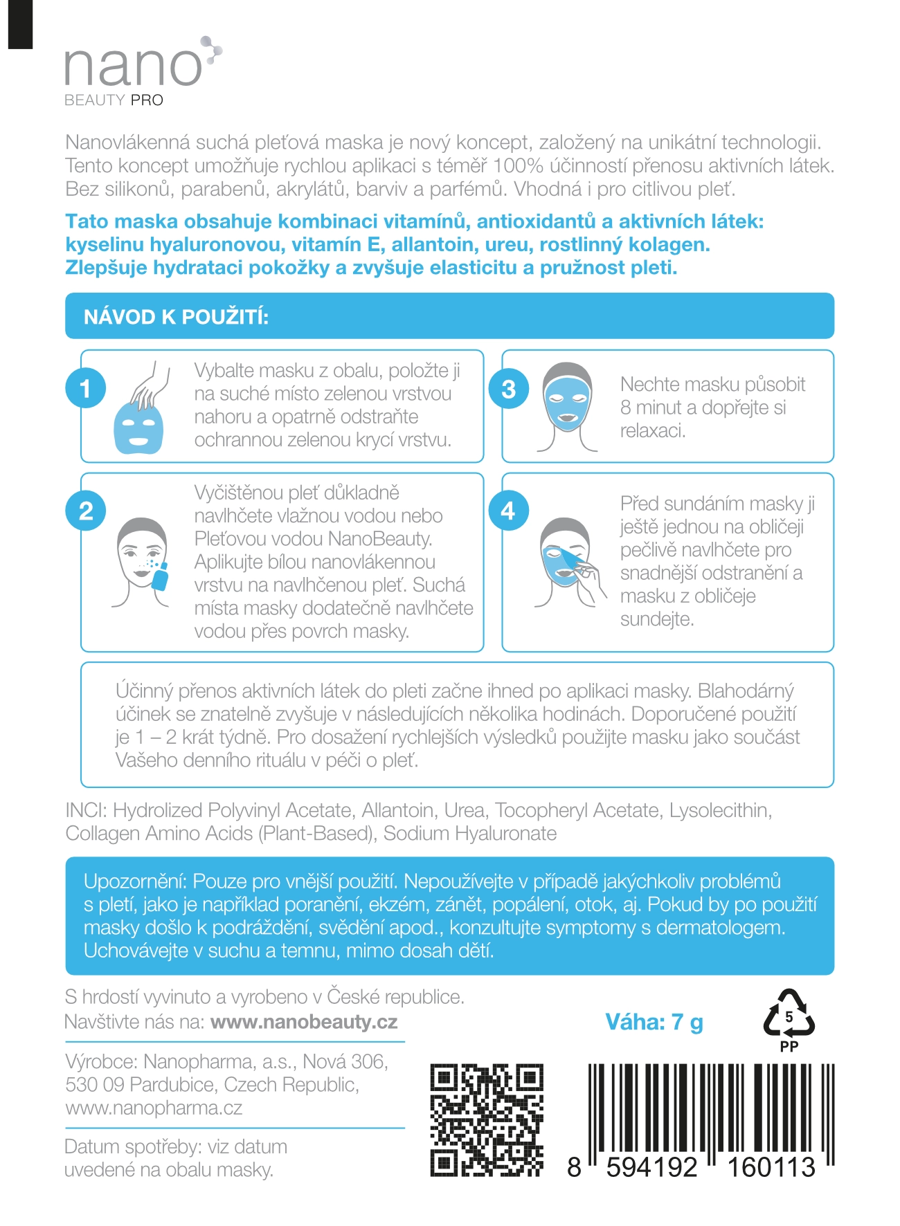 Hydratační pleťová maska nanoBeauty