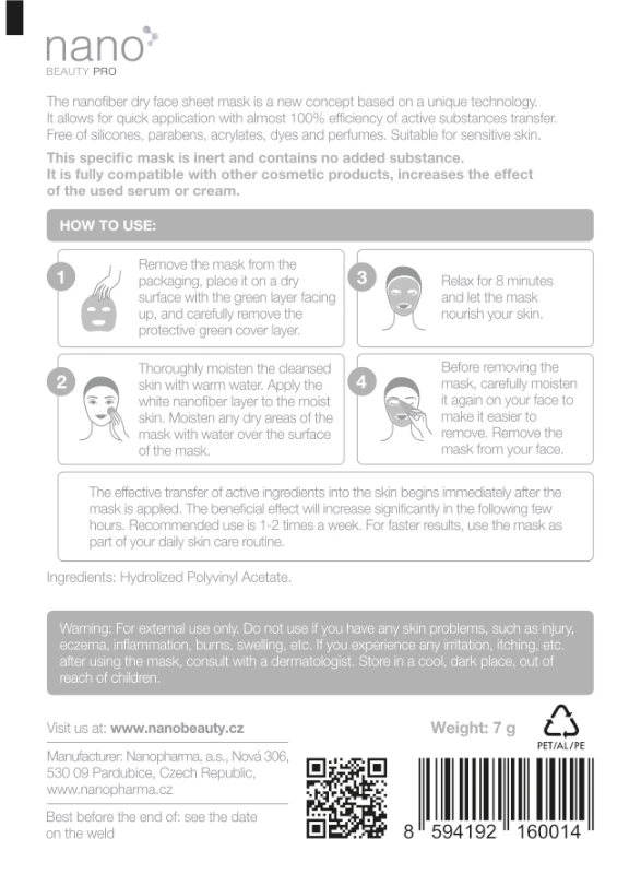 Inert face mask nanoBeauty - Back side