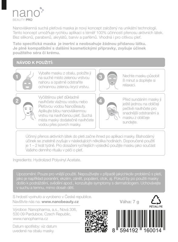 Inertní pleťová maska nanoBeauty