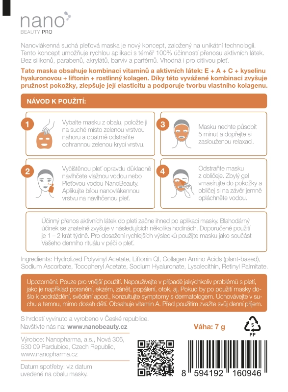 Liftingová pleťová maska Intensive nanoBeauty