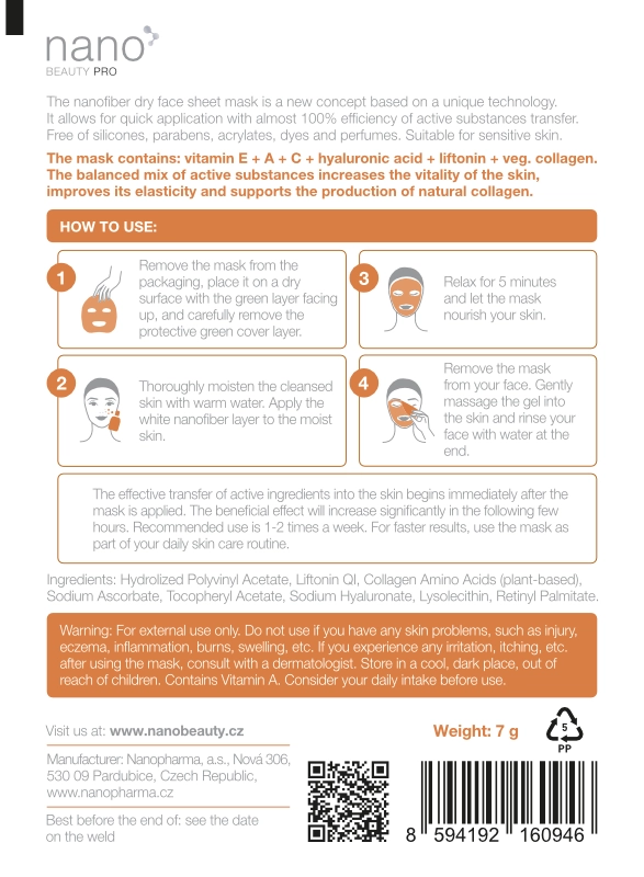 Lifting Collagen face mask Intensive nanoBeauty