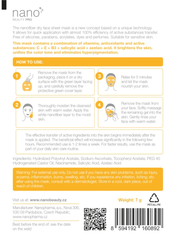 Brightening face mask Intensive nanoBeauty - Back side