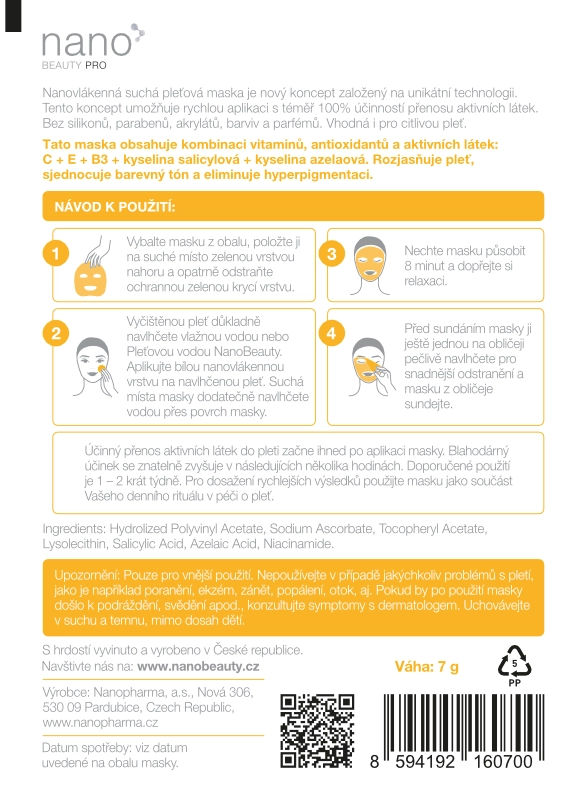 Rozjasňující pleťová maska nanoBeauty
