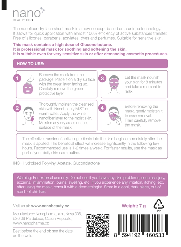 Skin-soothing face mask nanoBeauty